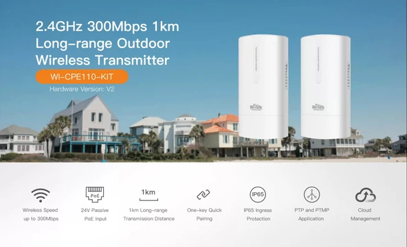 Wı-tek Wı-cpe110-kıt Kablosuz Aktarıcı 2.4 Ghz 300mbps 1km - 3