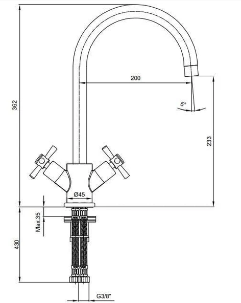 ECA Quadrille Tek Gövde Mutfak Eviye Bataryası Krom, 102108488 - 2