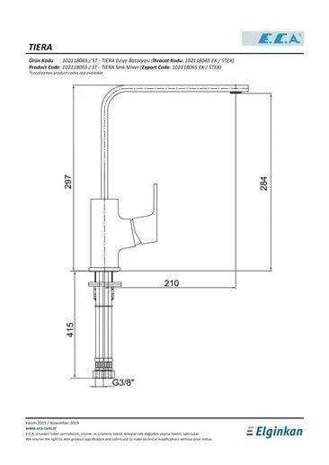 ECA Tiera Mutfak Eviye Bataryası Mat Siyah, 102118123C1 - 2