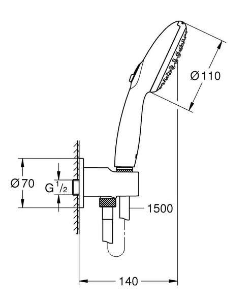 Grohe Tempesta 110 Ankastre Bağlantılı El Duşu Seti, 2 Akışlı Krom, 26921003 - Resim 2