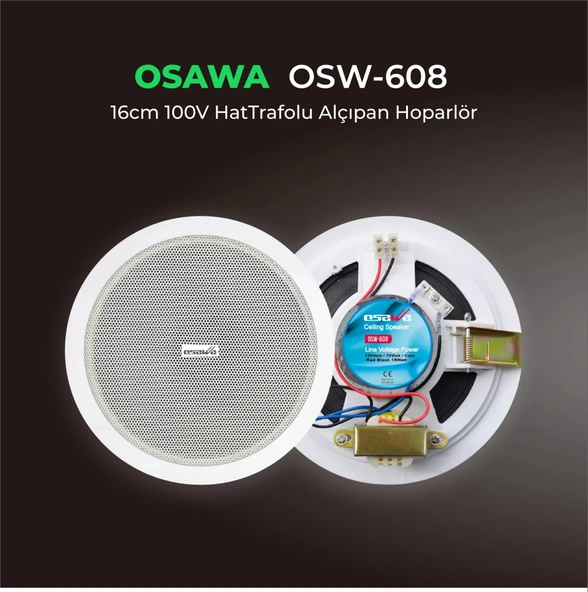 Osw-608 Alçıpan Tavan Hoparlör 16cm 100v Trafolu Beyaz
