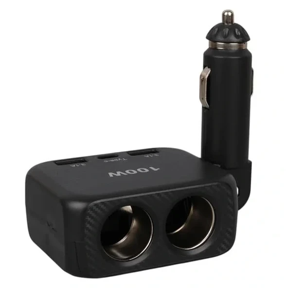 Olesson 1655 12-24v Type-c + Çift Usb-a Girişli 100w 2'li Araç Çakmak Çoklayıcı - Resim 2