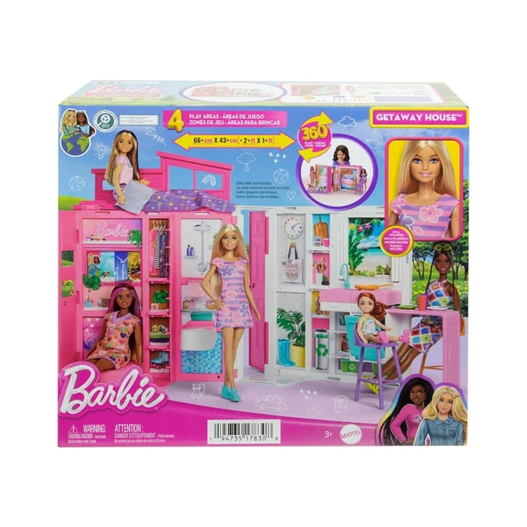 Barbie Portatif Tatil Evi Bebek ve Oyun Seti HRJ77 ürün görseli
