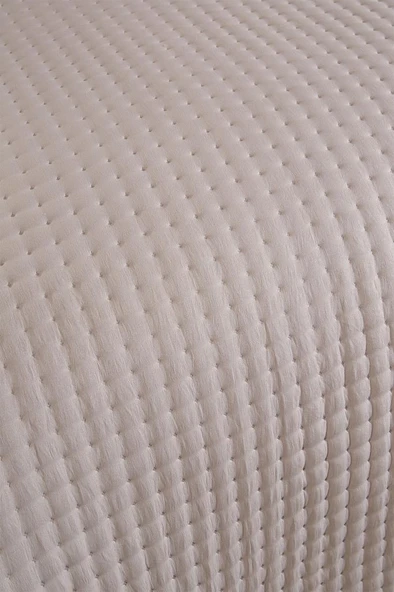 Elisa Dolgulu Çift Taraflı Tek Kişilik 180x240 Cm Yatak Örtüsü Pudra - Resim 4