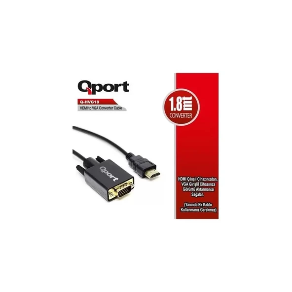 Qport Q-hvg18 Hdmı To Vga 1,8mt Dönüştürücü Kablo - 2