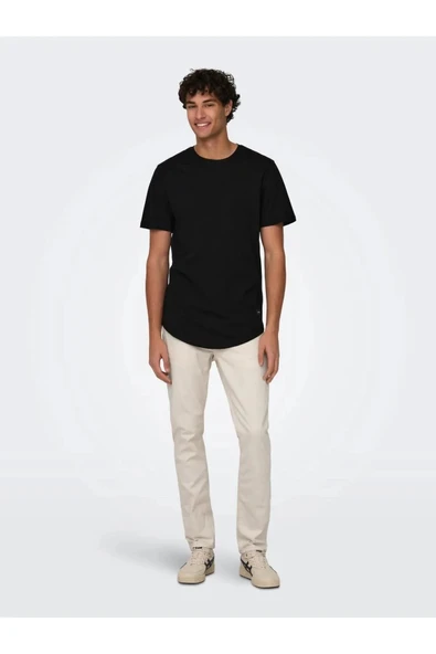 Only&sons 22002973 0 Yaka Erkek Tshirt - Siyah - 4