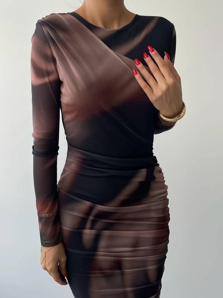 Amarone Tül Elbise - Resim 4