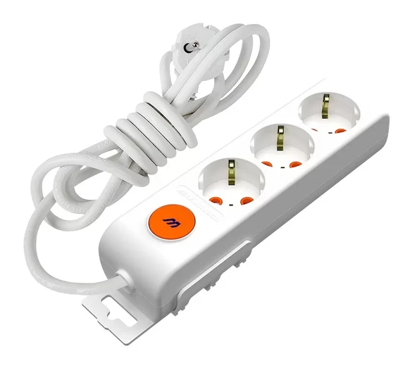 Mutlusan 3lü Anahtarlı Topraklı Grup Priz Çocuk Korumalı 3 Metre