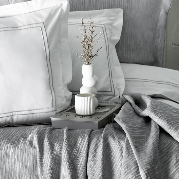 Schafer Home Pavia Şönil Yatak Örtüsü Nevresim Seti 7 Parça-Gri - 8