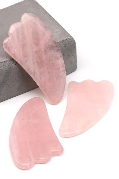Pembe Kuvars Doğal Taş Gua Sha Yüz Masaj Taşı - 2