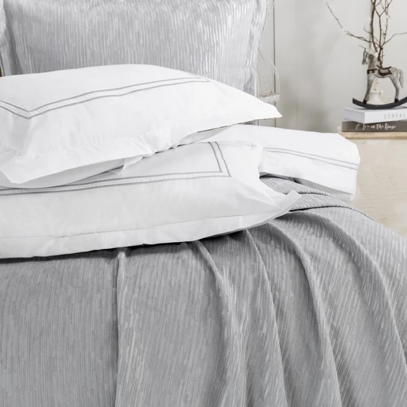 Schafer Home Pavia Şönil Yatak Örtüsü Nevresim Seti 7 Parça-Gri - 4