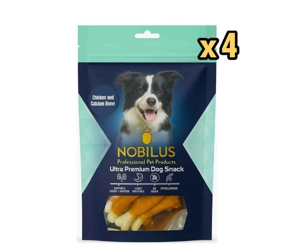 Nobilus Köpek Ödül Maması Tavuk ve Kalsiyum Kemikli Sargı 80 Gr x 4 Adet ürün görseli 1
