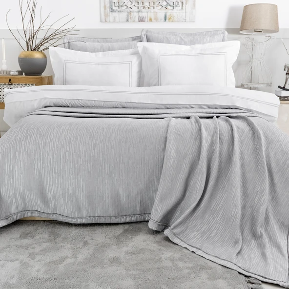 Schafer Home Pavia Şönil Yatak Örtüsü Nevresim Seti 7 Parça-Gri