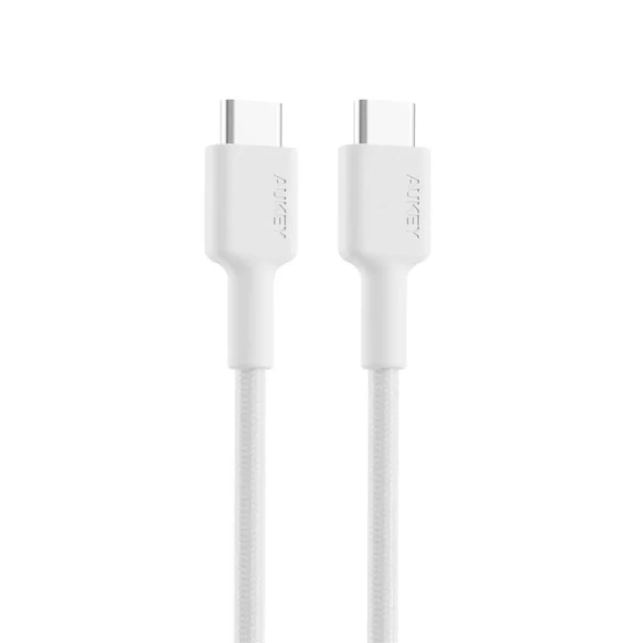 Aukey Cb-cd45-wh Pd Naylon Örgülü Type-c Type-c Şarj Kablosu 0.9mt