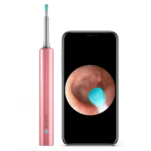 Bebırd T5 3mp Kamera 3.5mm Lens Şarjlı Wıfı Görüntülü Kulak Temizleyici Pembe Renk