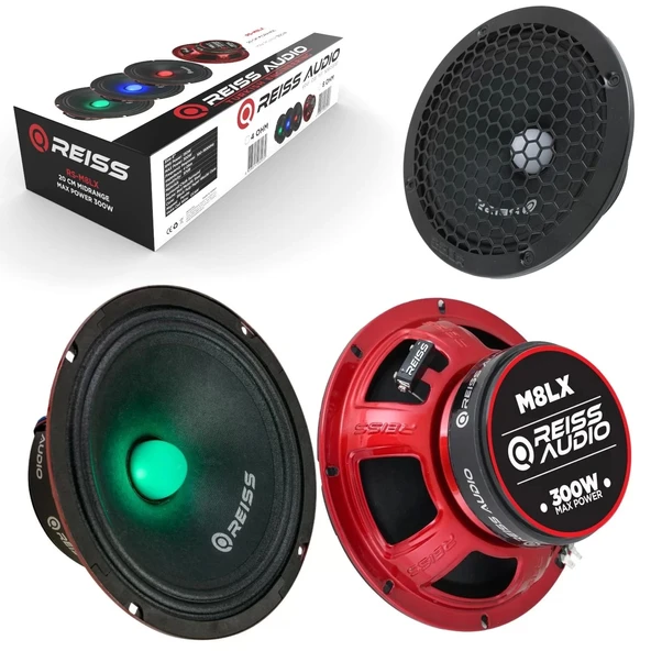 Reıss Audıo Rs-m8lx Oto Midrange Rgb Ledli 20cm 300w Rms 150w Kapaklı 2li