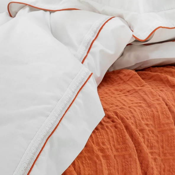 Schafer Home Kylie Yatak Örtüsü Nevresim Seti 7 Parça-Kiremit - 6