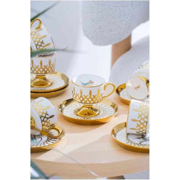 Acar Leoni 6 Kişilik Kahve Fincanı Takımı - 90 ml HXF-08430