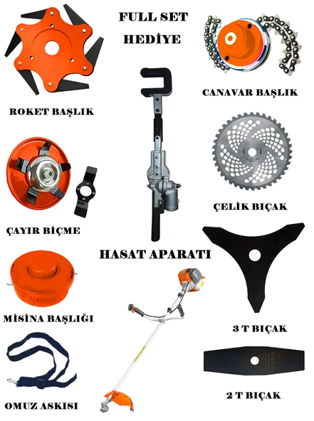 Lombard NERO 8000 Seri Yan tipi Benzinli Motorlu Tırpan + Zeytin Badem Hasat Makinası 10 Parça Özel Set - 3