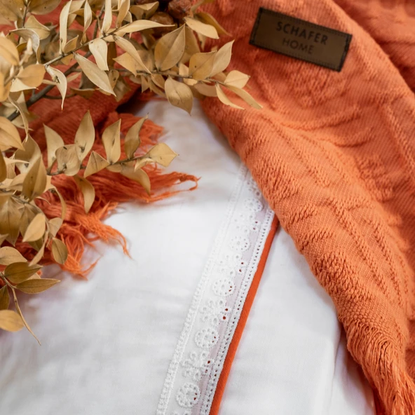 Schafer Home Kylie Yatak Örtüsü Nevresim Seti 7 Parça-Kiremit - 7