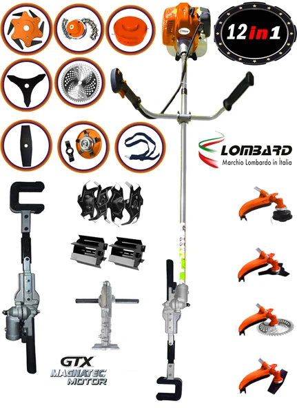 Lombard 13 Parça Özel Set Çapa Seti+ Yan tipi Benzinli Motorlu Tırpan + Zeytin Badem Hasat Makinası - 1
