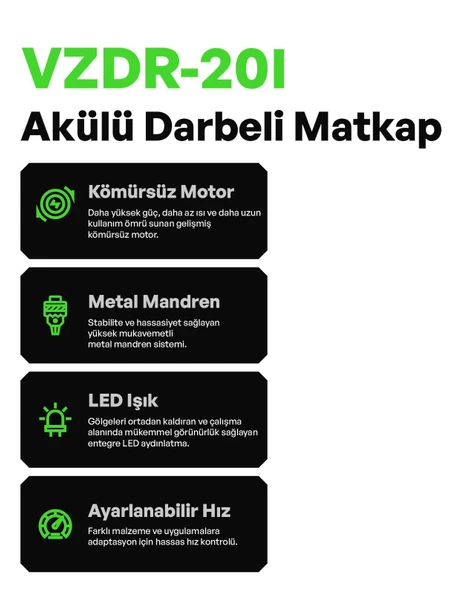 VOLTZ - 60 Nm - 20 Volt 5 Amper Profesyonel Akülü Matkap Vidalama (VZDR-20I ) - 3