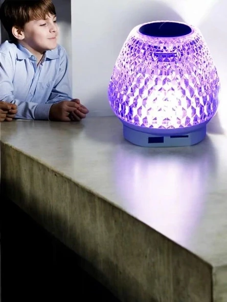 G5 Kristal Şarjlı Masa Lambası - 7 Renk Gece Lambası ve Bluetooth Hoparlör - Resim 3