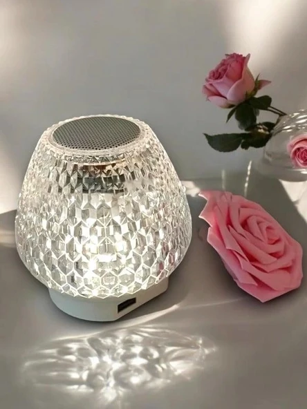 G5 Kristal Şarjlı Masa Lambası - 7 Renk Gece Lambası ve Bluetooth Hoparlör - Resim 2