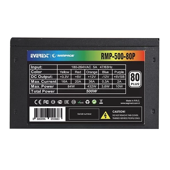 Rampage Rmp-500-80p 500w 80 Plus 12cm Fan Aktif Pfc Power Supply - 3