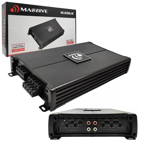 Massive Ms-b3500.4k Oto Anfi Stereo 4x60 Watt 4 Kanal ürün görseli