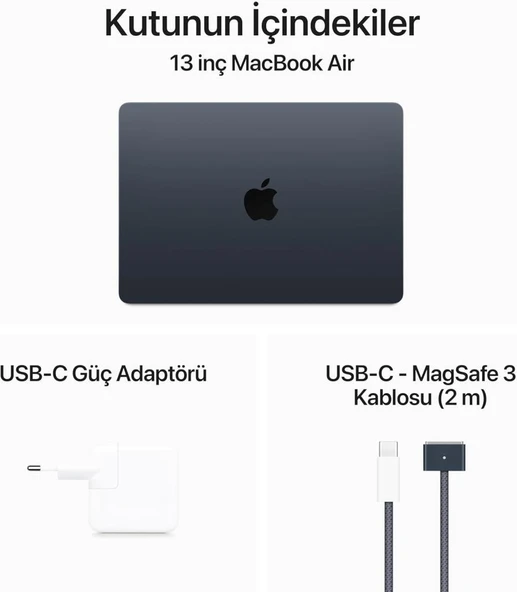 MacBook Air M3 8 GB 256 GB SSD 13.6" MRXV3TU/A Gece Yarısı Outlet (Açıklamayı Okuyunuz) - Resim 4