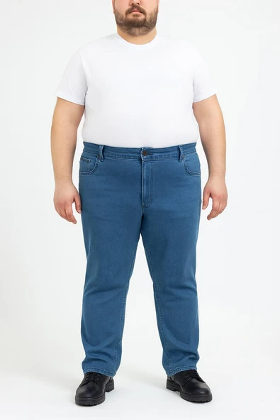 Regular Fit Likralı Büyük Beden Erkek Jean Pantolon 7374 - 3