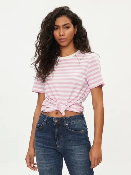 Only Pieces 17140802 0 Yaka Kadin Body - Pembe Cizgili - 1