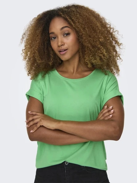 Only 15106662 Genis Yaka Kol Katlamali Kadin Body - Fosforlu Yesil ürün görseli 1