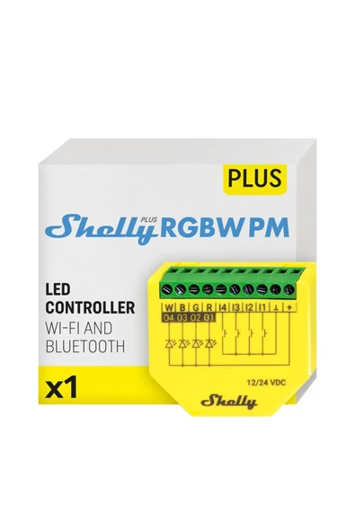 Shelly Plus RGBW PM Akıllı LED Renk ve Parlaklık Kontrol Rölesi - 1