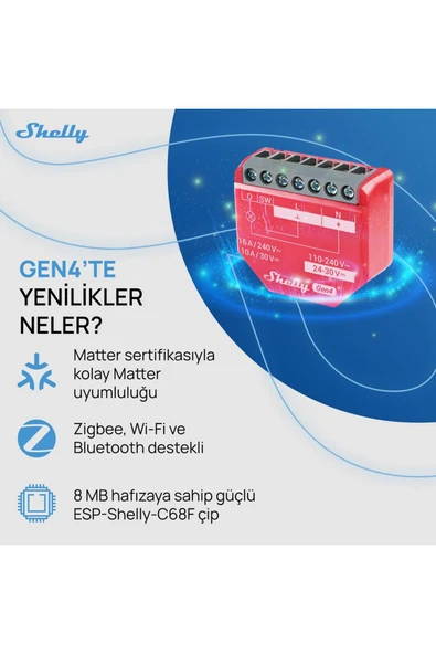 Shelly 1PM Gen4 Enerji Ölçümlü 16A Akıllı Röle - 7
