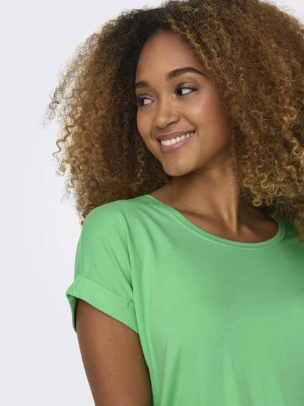 Only 15106662 Genis Yaka Kol Katlamali Kadin Body - Fosforlu Yesil - Resim 5