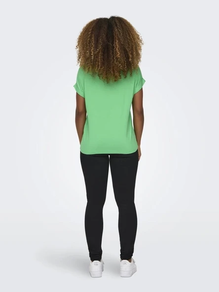 Only 15106662 Genis Yaka Kol Katlamali Kadin Body - Fosforlu Yesil - Resim 3