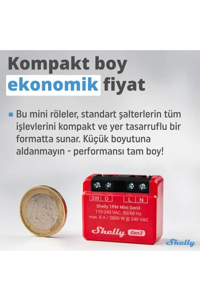 Shelly 1pm Mini Gen3 Enerji Ölçer Röle - 2