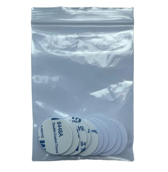 125kHz 25mm Çapında Madeni Para RFID Sticker Yapışkanlı Etiket EM4100 Salt Okunur - 10 Adet - Resim 3