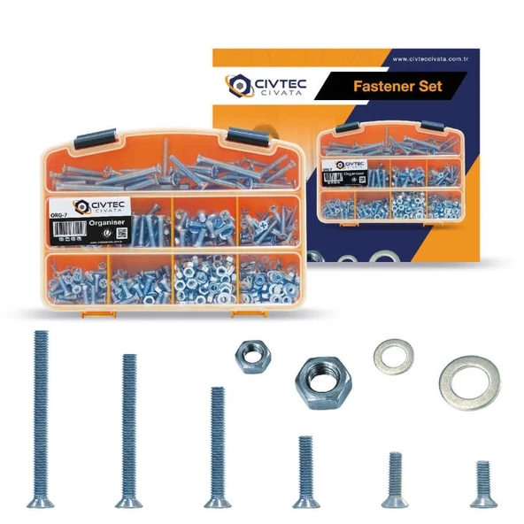 Civtec 682 Parça 16 Çeşit Yhb Vida - Somun - Pul Seti -Takım TK-17 ürün görseli