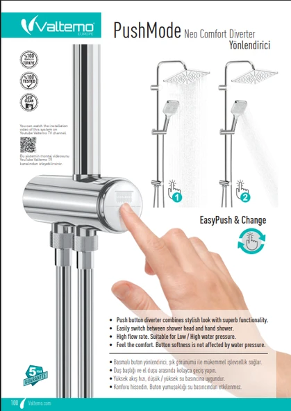 Valtemo Selfio Rain Duş Seti Beyaz Krom - Resim 3