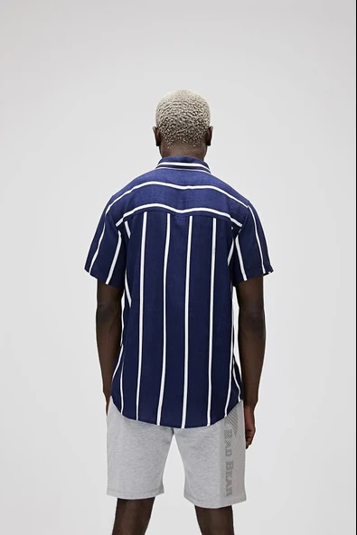 Bad Bear Sergio Erkek Gomlek - Lacivert Cizg - Resim 4