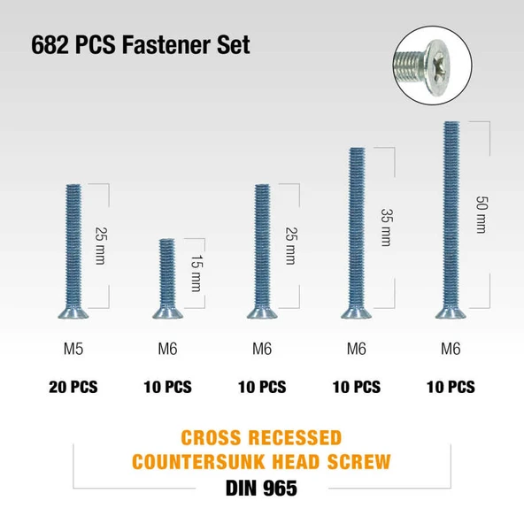 Civtec 682 Parça 16 Çeşit Yhb Vida - Somun - Pul Seti -Takım TK-17 - Resim 4