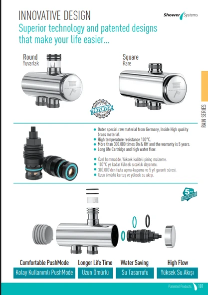 Valtemo Selfio Rain Duş Seti Beyaz Krom - Resim 4