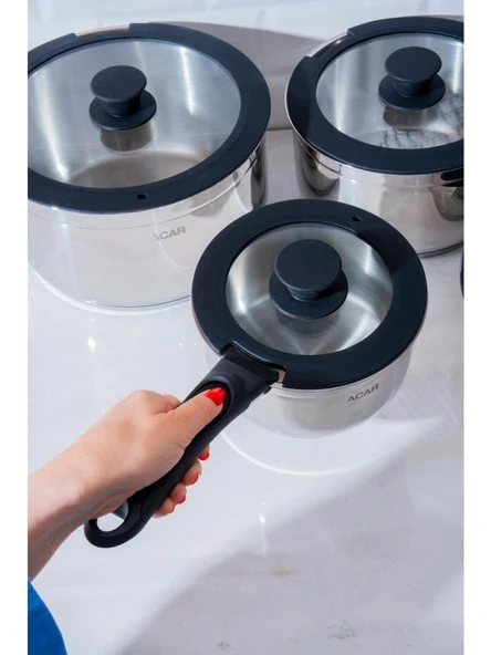 Acar Mars 12 Parça Çelik Tencere Seti KRT-08620 - 4