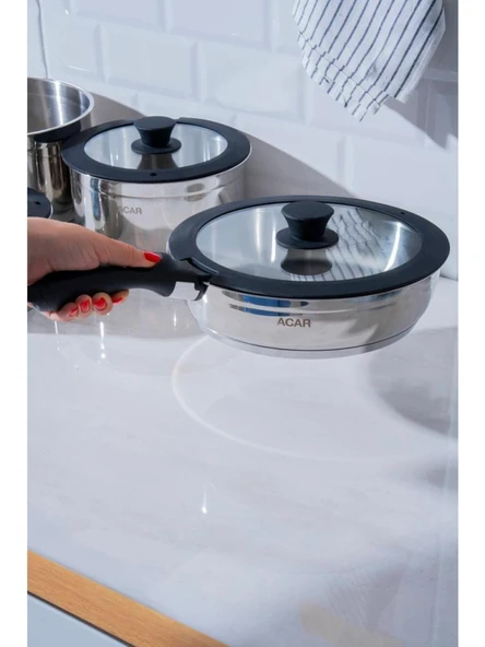 Acar Mars 12 Parça Çelik Tencere Seti KRT-08620 - 7