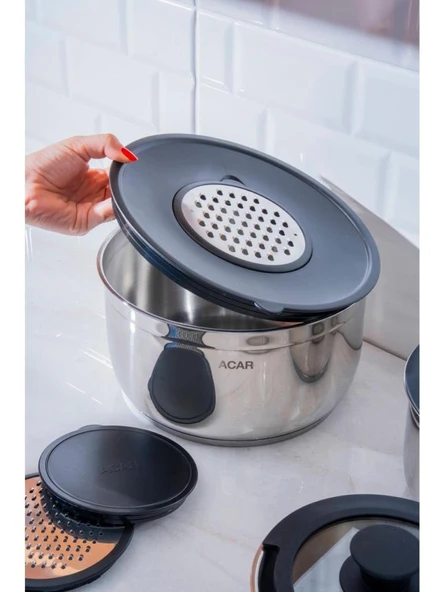 Acar Mars 12 Parça Çelik Tencere Seti KRT-08620 - 8