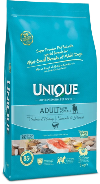 UNIQUE adult mını&small somonlu hamsili 3kg köpek maması - 1