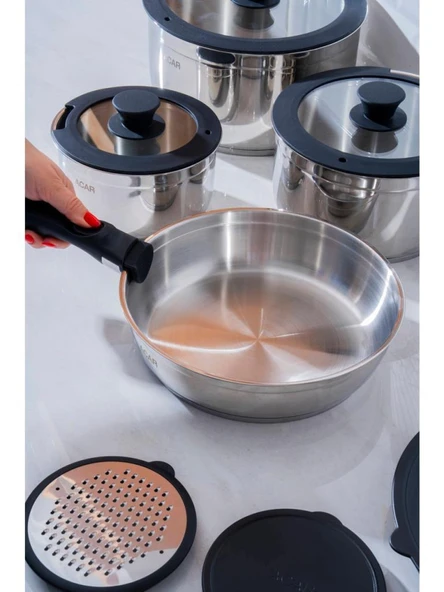 Acar Mars 12 Parça Çelik Tencere Seti KRT-08620 - 6